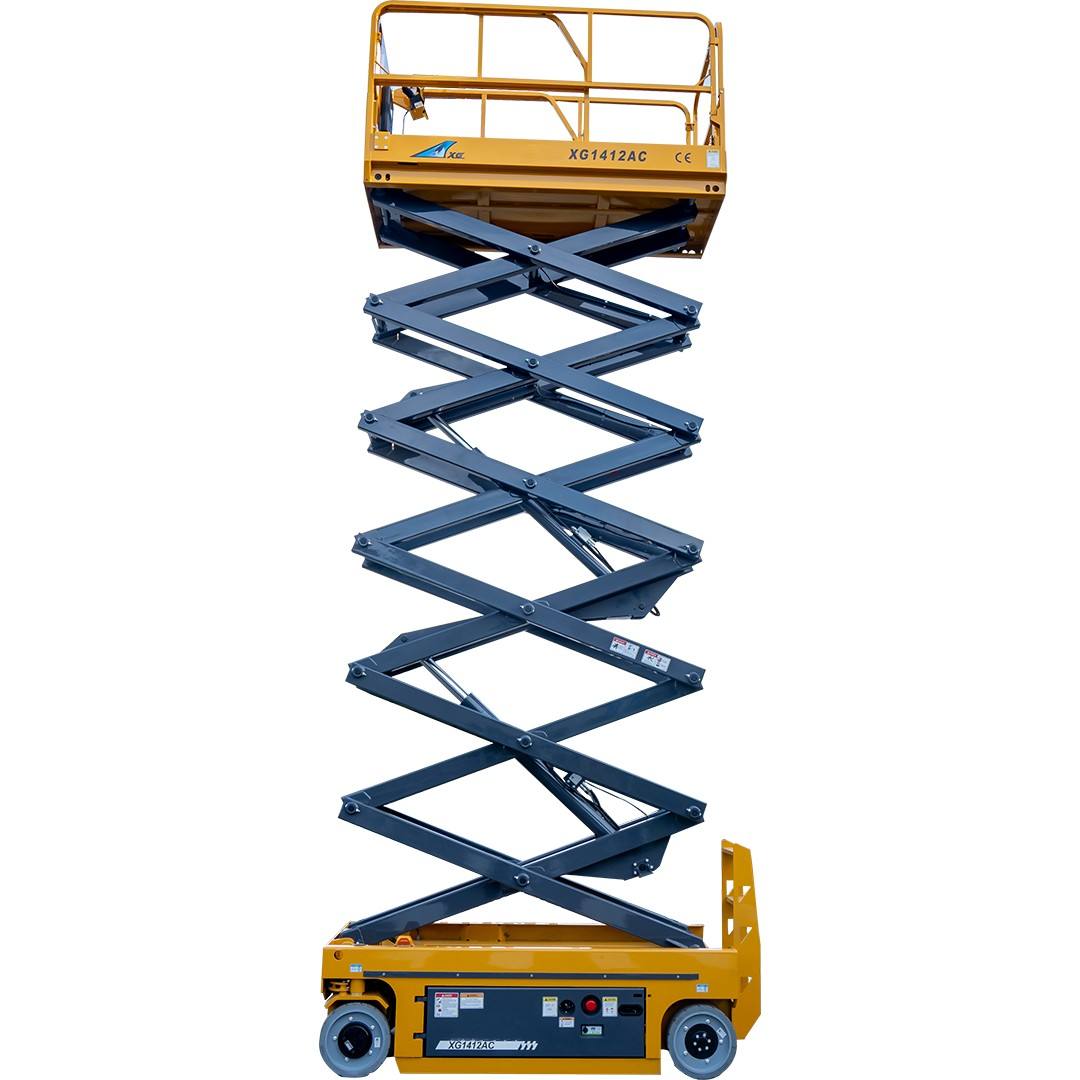 XG1412AC Self-propelled AC Drive Scissor Lift Low Noise Stable Performance for Narrow Space High Altitude Operation
