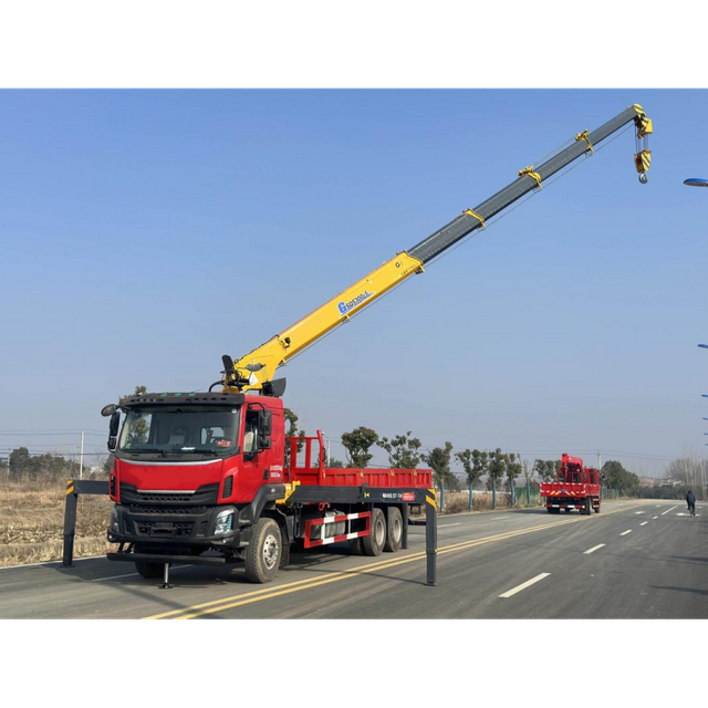 SQS300P 12 Ton Heavy Duty Straight Boom Truck Mounted Crane 360 Full Rotation Dual Pump Confluence Hydraulic Lifting Crane